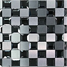 Mirror and Steel Glass Square Mosaic Tiles Sheet Walls Floors Bathroom Kitchen